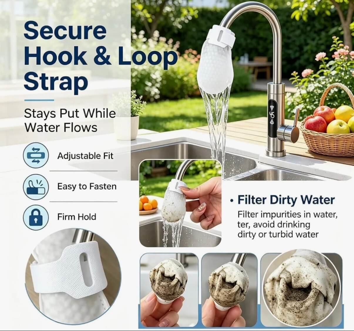 Faucet Filter Cotton Bag (25 পিচ + 2 পিচ T-Strap) কলের পানি রাখুন ময়লা ও মরিচামুক্ত - Image 6